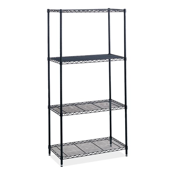 Safco Industrial Wire Shelving, Four-Shelf, 36w x 24d x 72h, Black 5288BL
